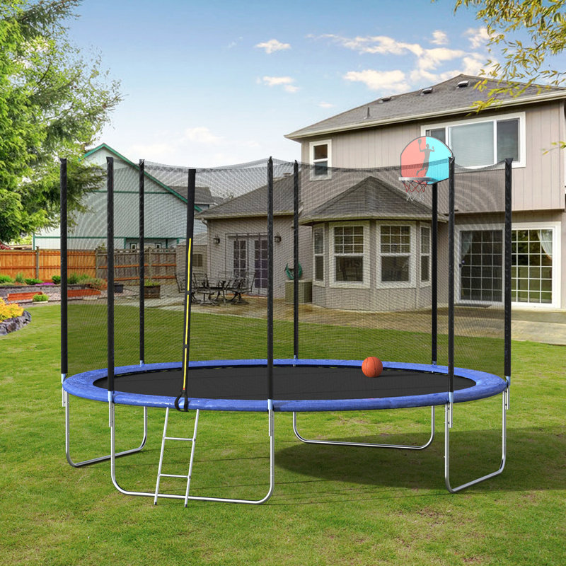 MTFY 12'' Round Backyard Trampoline with Safety Enclosure Wayfair.ca